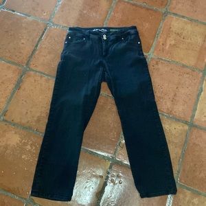 INC denim, black, color, straight, leg, curvy, fit, crop size 10